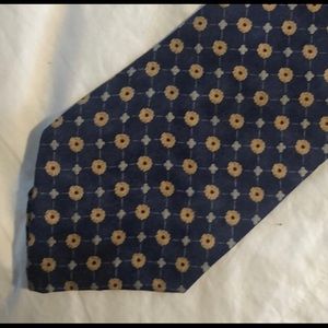 Men’s tie - PerryEllis - Blue yellow flower motif 100% silk